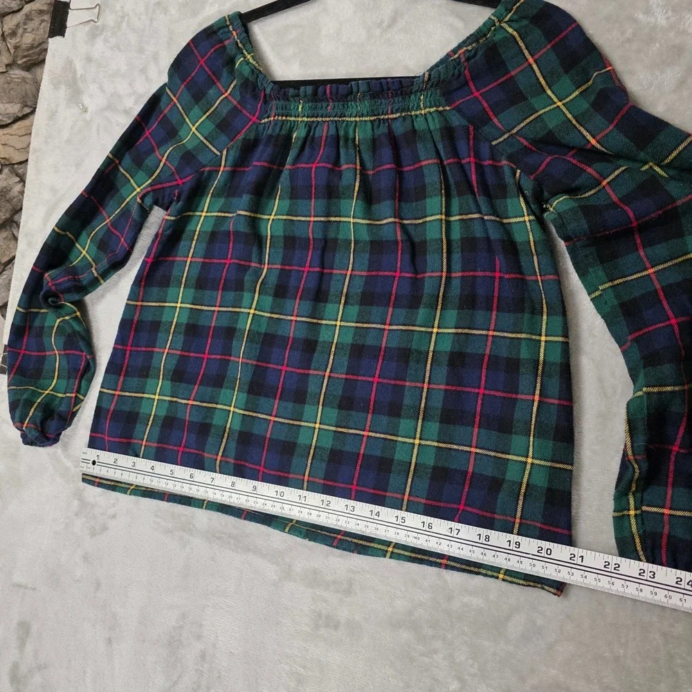 The Children's Place Plaid Flannel Smocked Top Girls 14 XL Academia Peasant Good